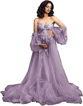 2025 Hot Selling Maternity Cosplay V-Neck Sheer Mesh Dress for Photo Shoots - Multiple Colors Available